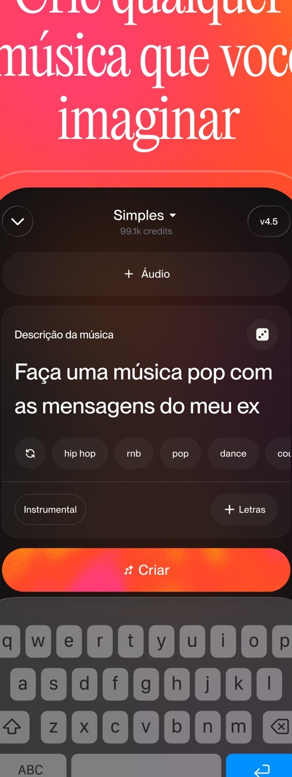 Suno com o campo Descrição da música