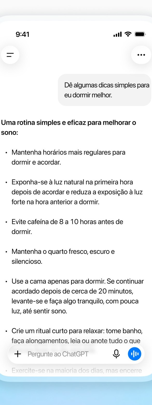 Resposta do ChatGPT em tópicos, no formato de resumo