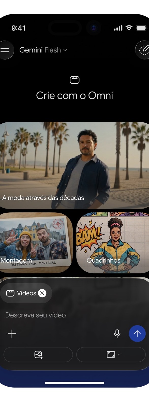 Gemini com a opção de vídeo e o campo para descrever a cena