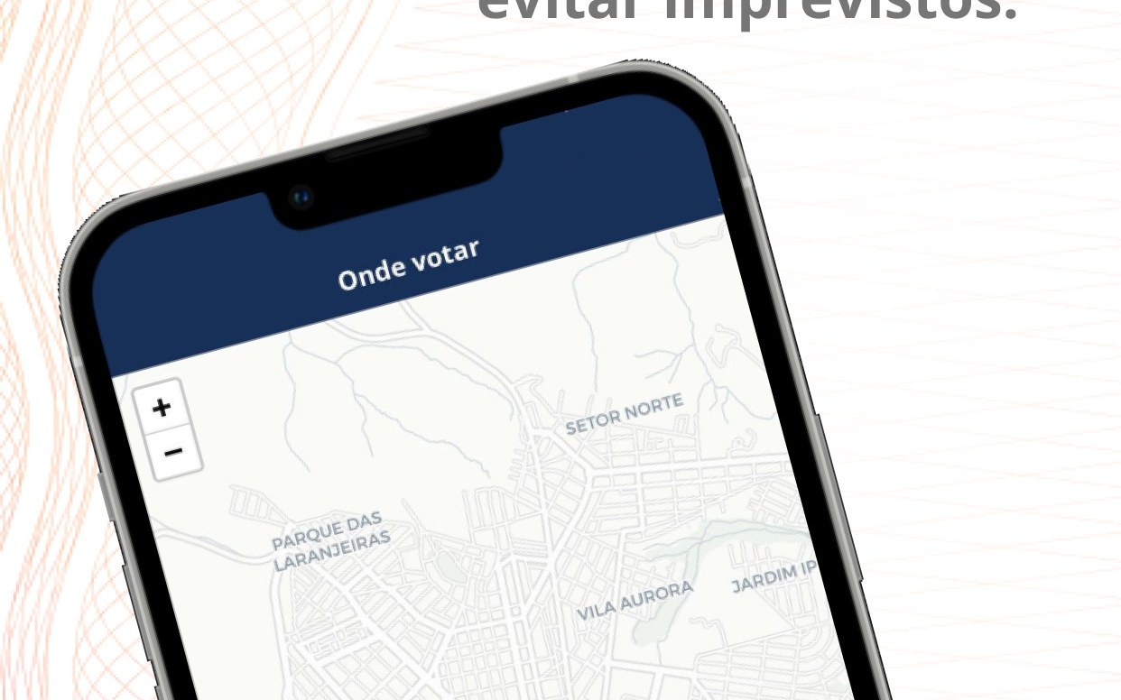 Tela Onde votar do e-Título, com mapa, zona, seção e endereço do local