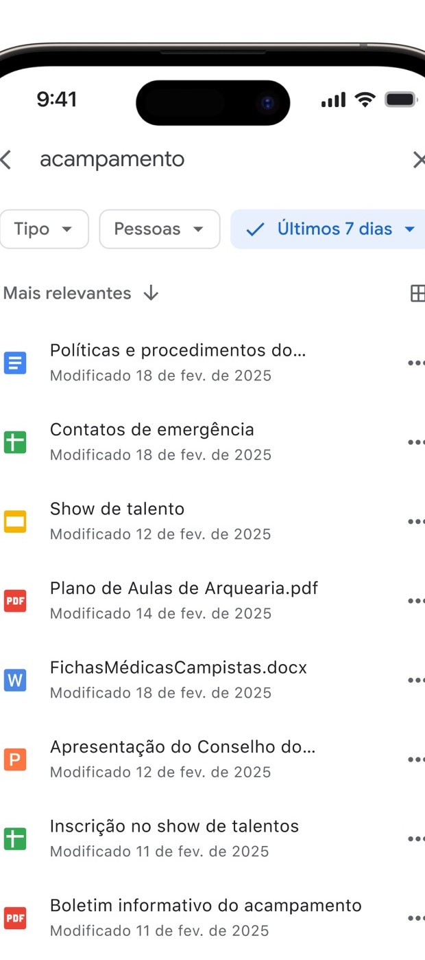 Tela oficial do Google Drive com arquivos PDF na lista de resultados