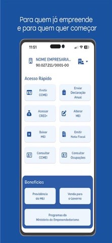 Acesso Rápido do Meu MEI Digital, com Emitir CCMEI, declaração e nota fiscal