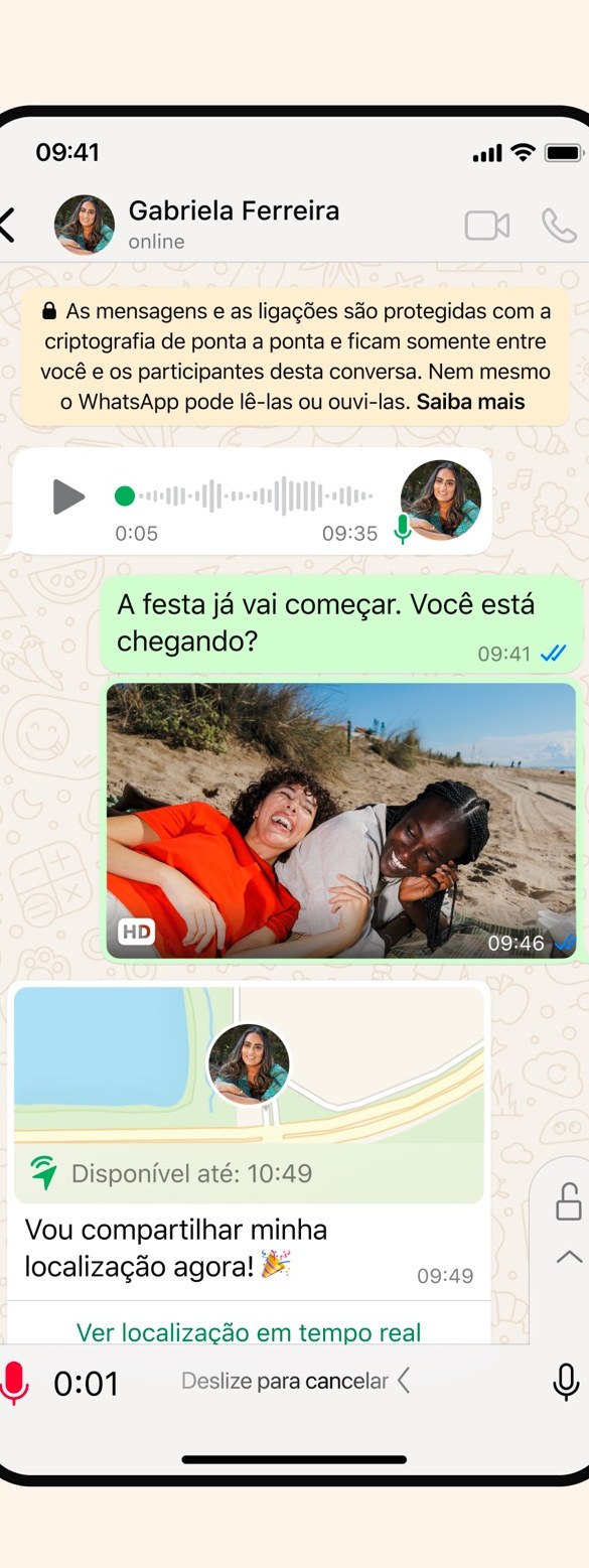 Tela de conversa do WhatsApp oficial