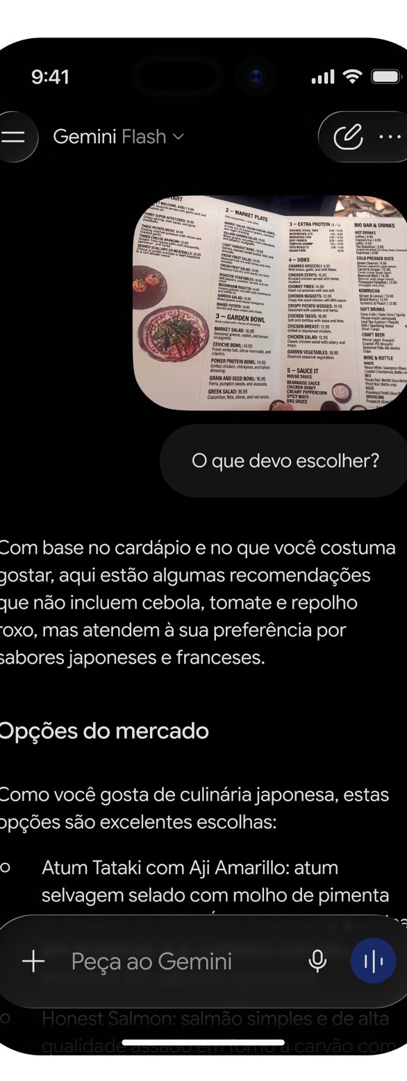 Tela do Gemini com opção de anexar arquivo ou imagem